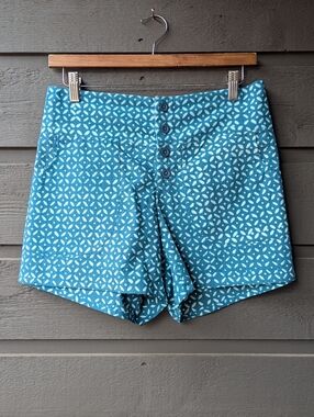 NWT Passion Lilie Mirage Organic Cotton Shorts Teal Green Blue Women's Small
